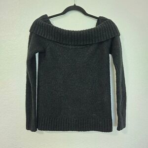 Lovers + Friends Off Shoulder Black Wool Blend Knit‎ Sweater Medium